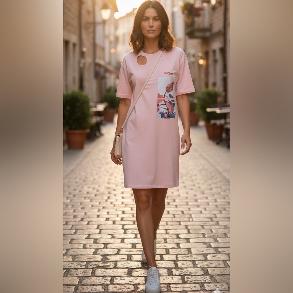 Maniere De Voir Pink Artistic Cut-Out dress size 12